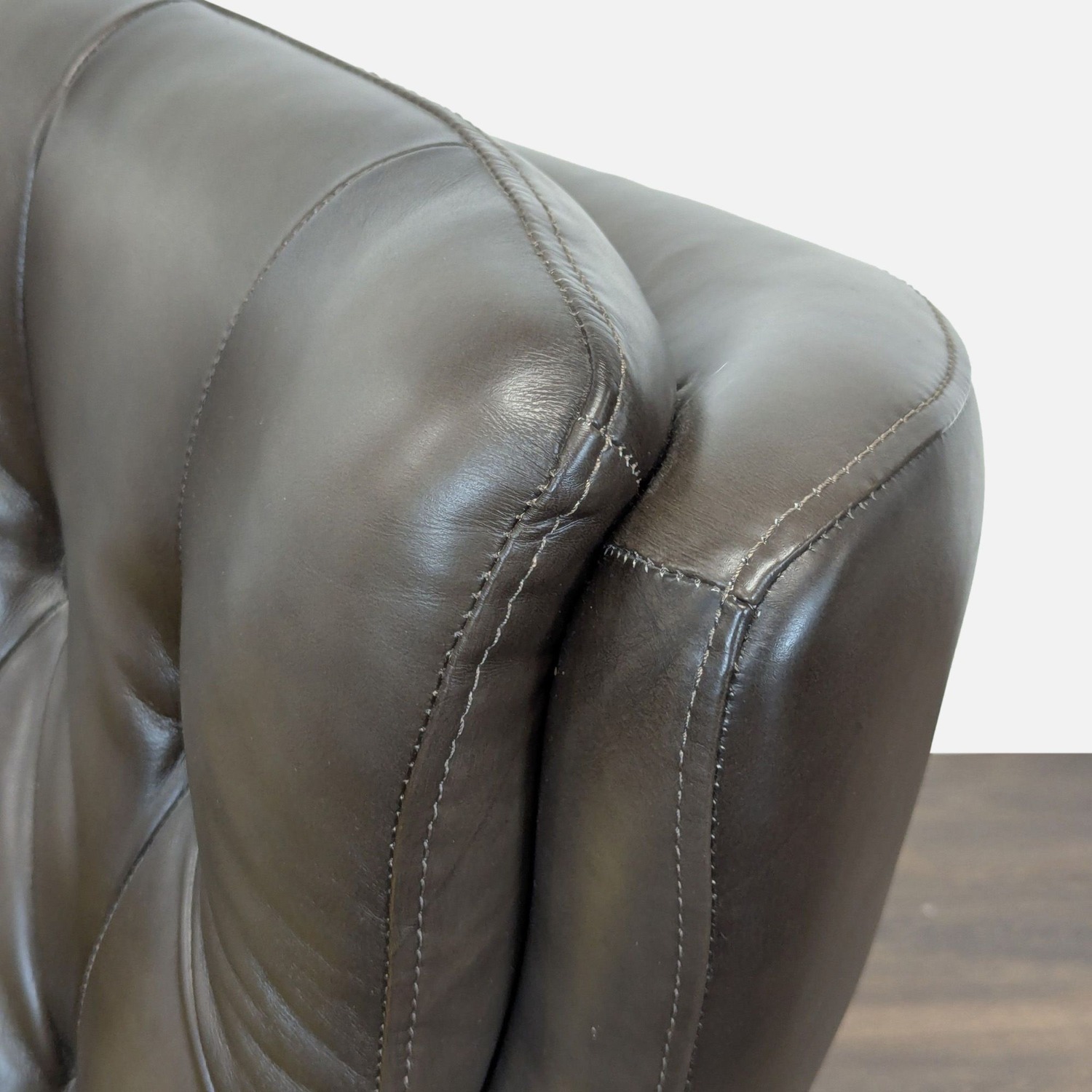 Pottery Barn Wells Modern Brown Leather Swivel Armchair - image-8