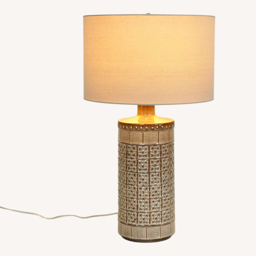 Used Pottery Barn Emma Textured Ceramic Table Lamp for sale on AptDeco