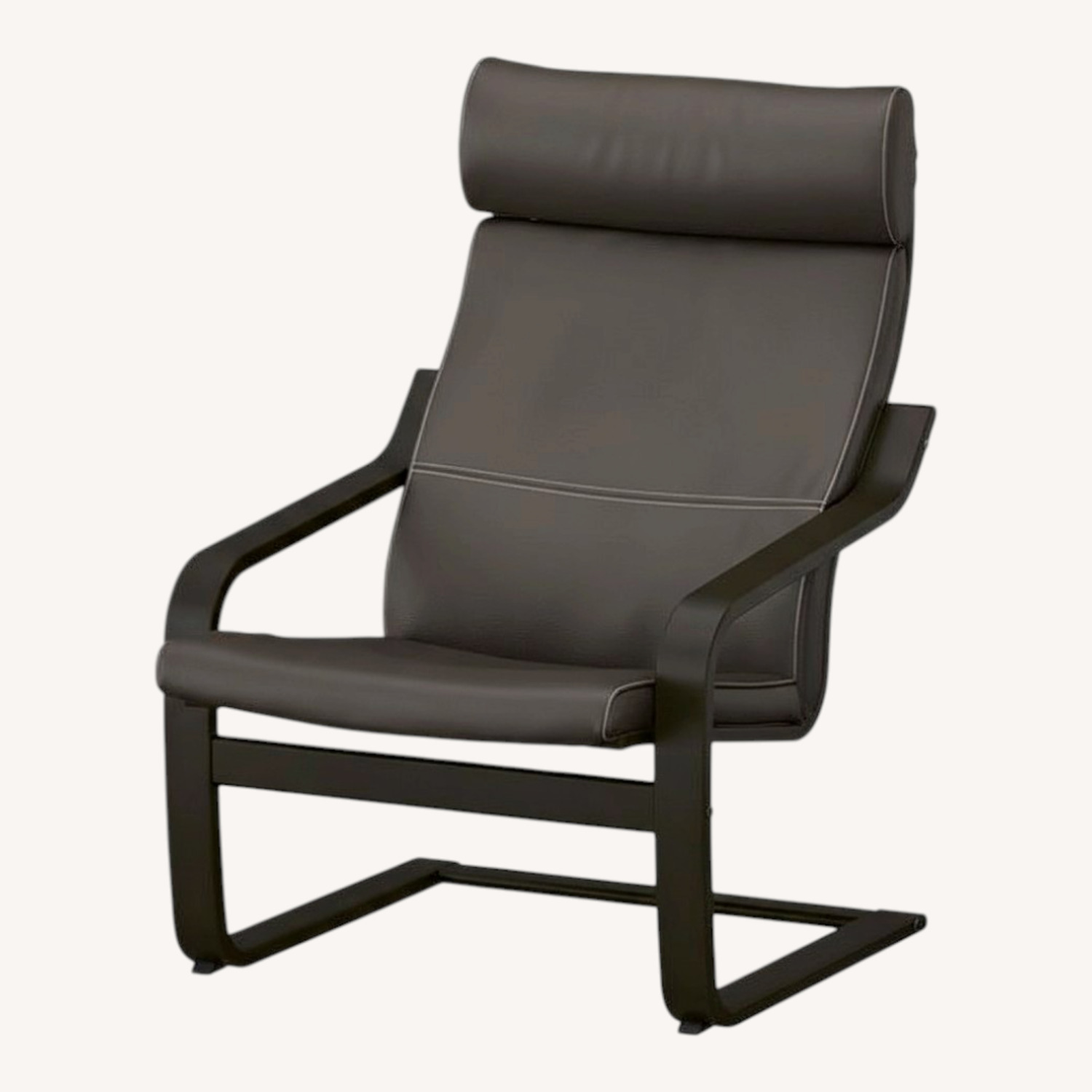 IKEA Poang Black Leather Armchairs and ottoman - image-0