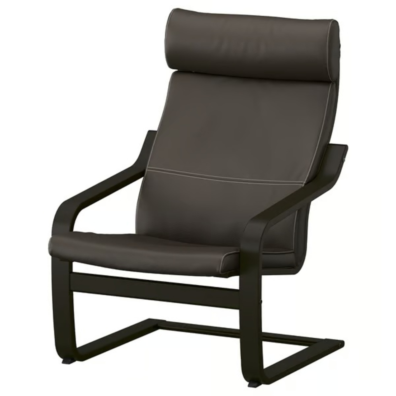 IKEA Poang Black Leather Armchairs and ottoman - image-10