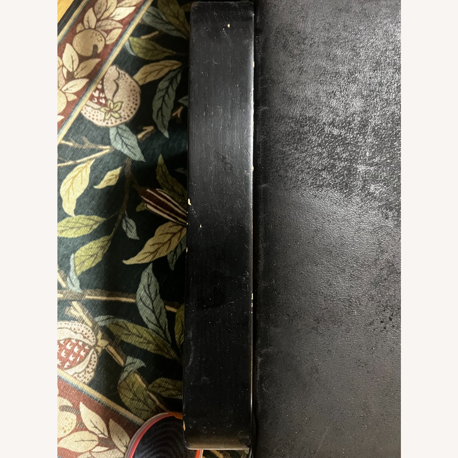 IKEA Poang Black Leather Armchairs and ottoman - image-3