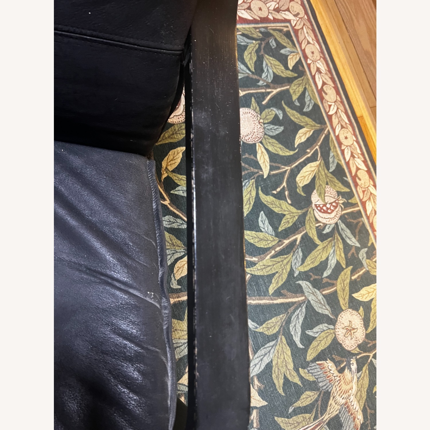 IKEA Poang Black Leather Armchairs and ottoman - image-9