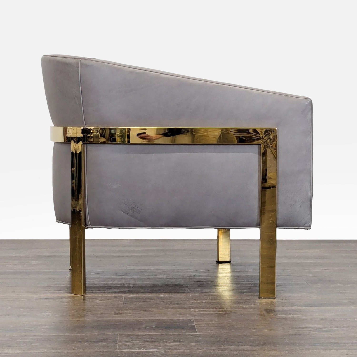 Restoration Hardware Reginald Modern Grey Leather Armchair - image-3