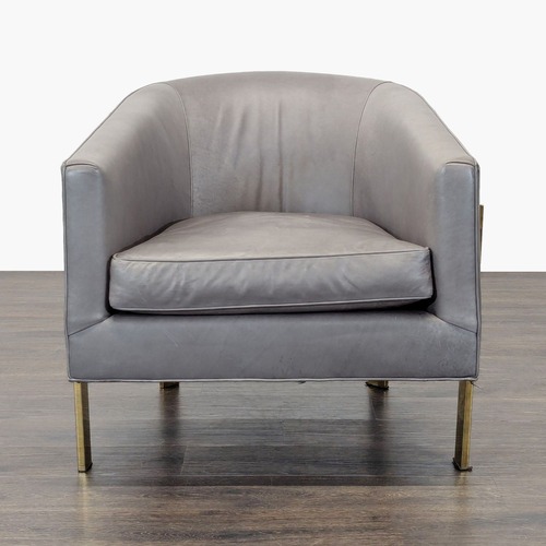 Used Restoration Hardware Reginald Modern Grey Leather Armchair for sale on AptDeco