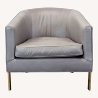 Restoration Hardware Reginald Modern Grey Leather Armchair
