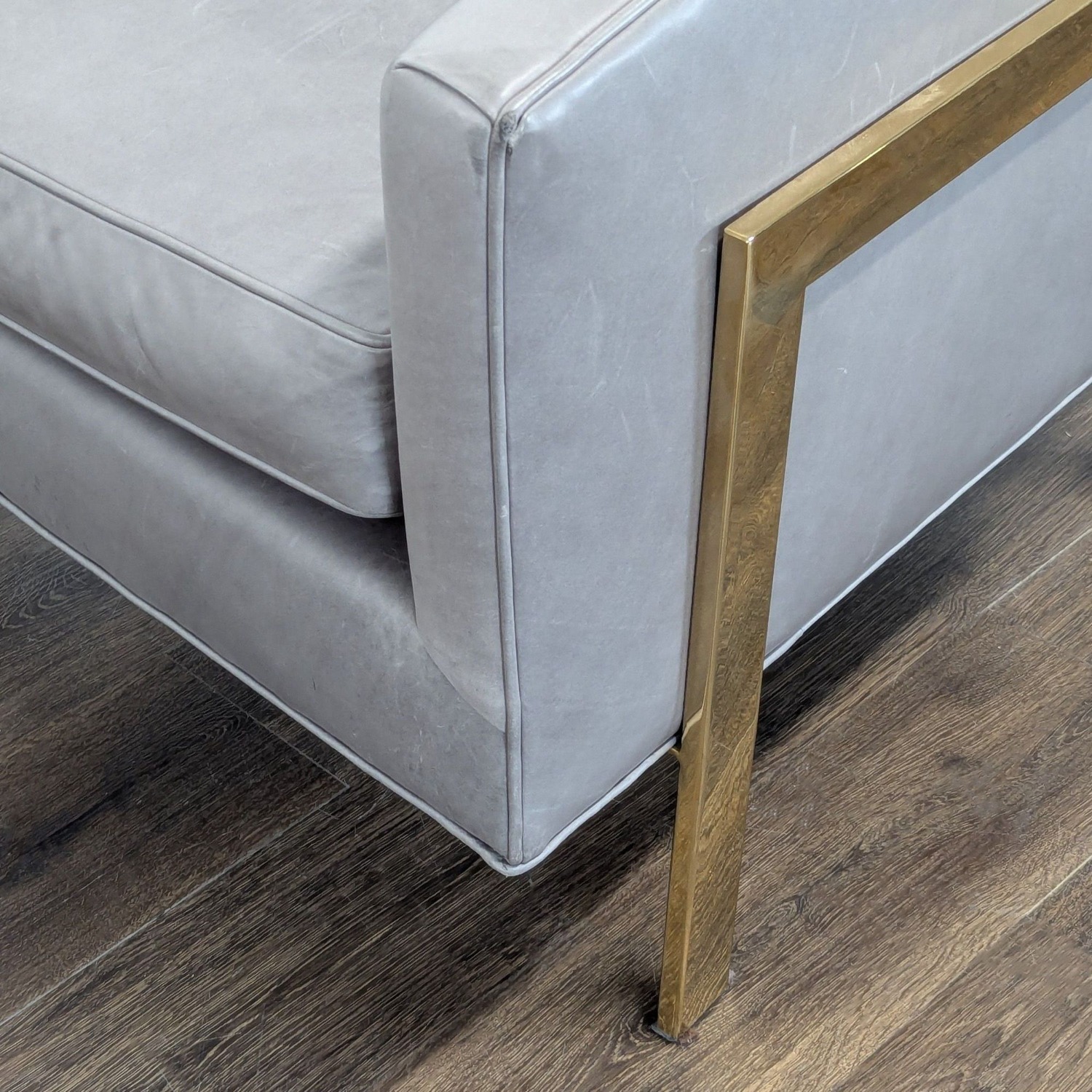 Restoration Hardware Reginald Modern Grey Leather Armchair - image-6