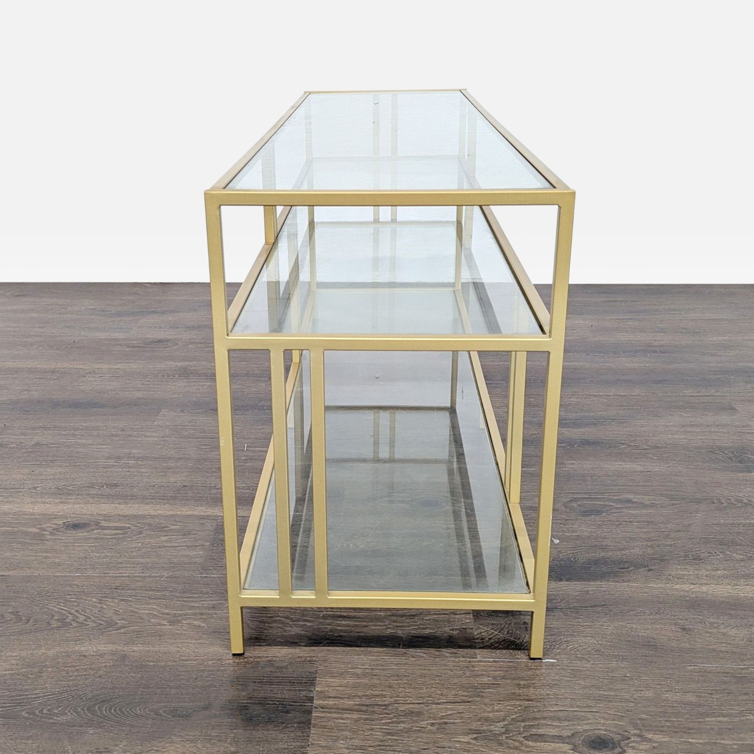 Metal and Glass Three Shelf Media Console	 - image-6