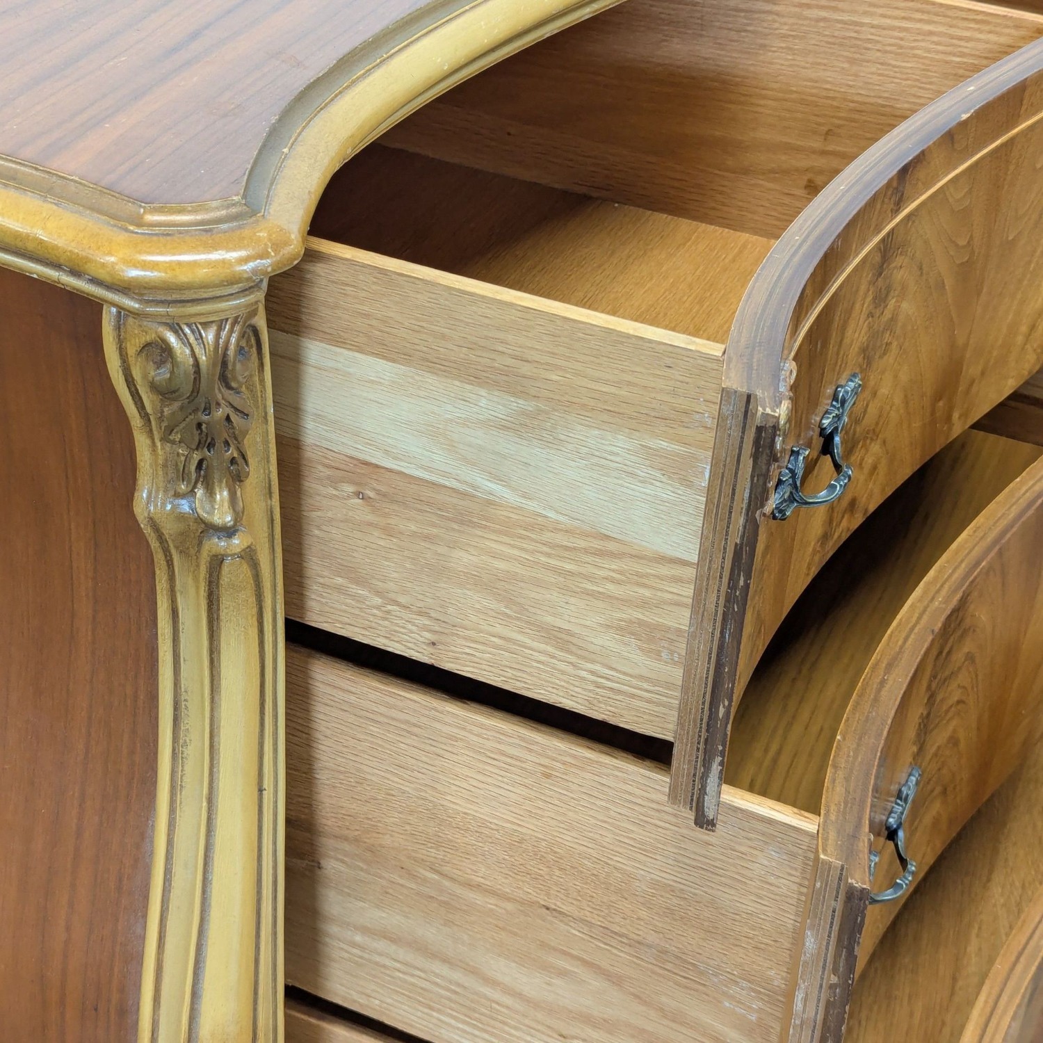 Elegant French Provincial Burl Wood 6-Drawer Dresser - image-10