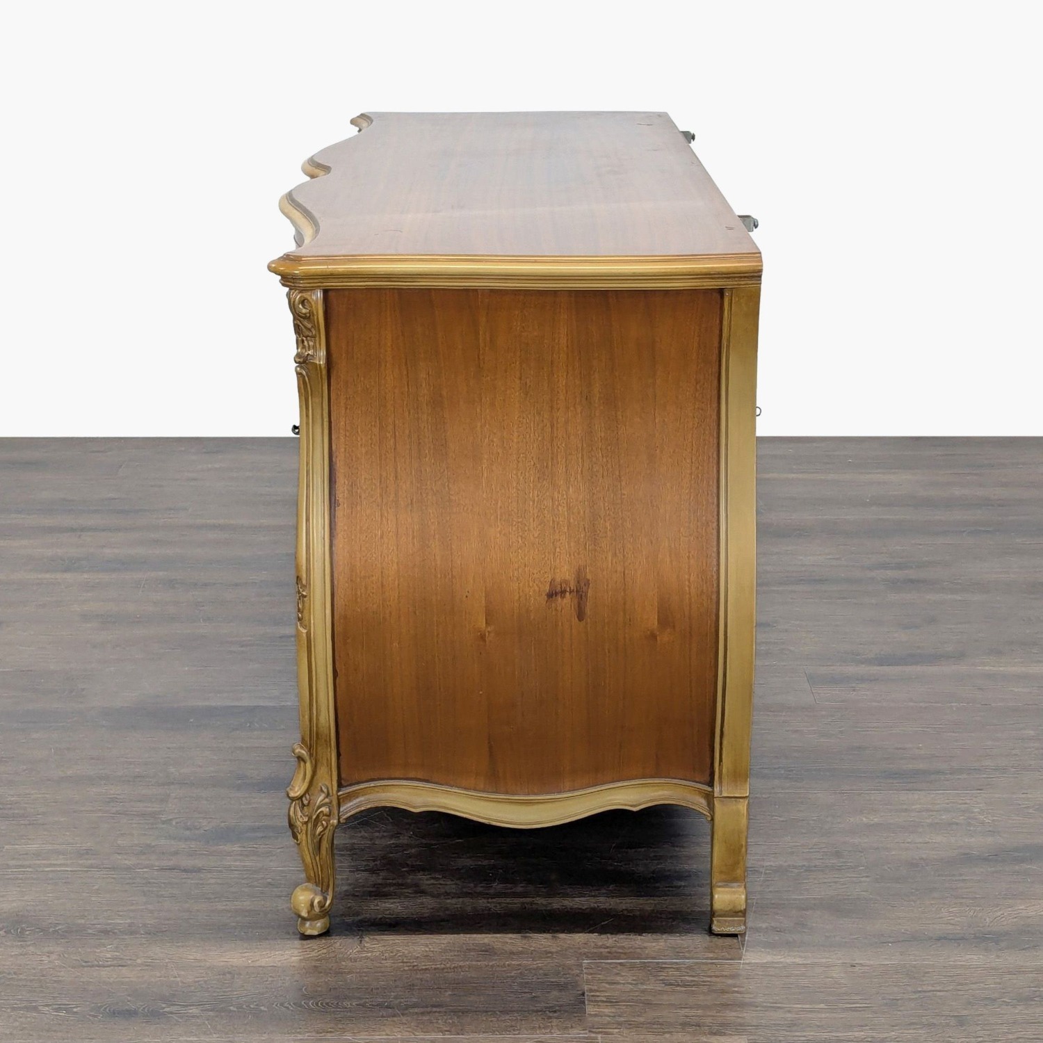 Elegant French Provincial Burl Wood 6-Drawer Dresser - image-7