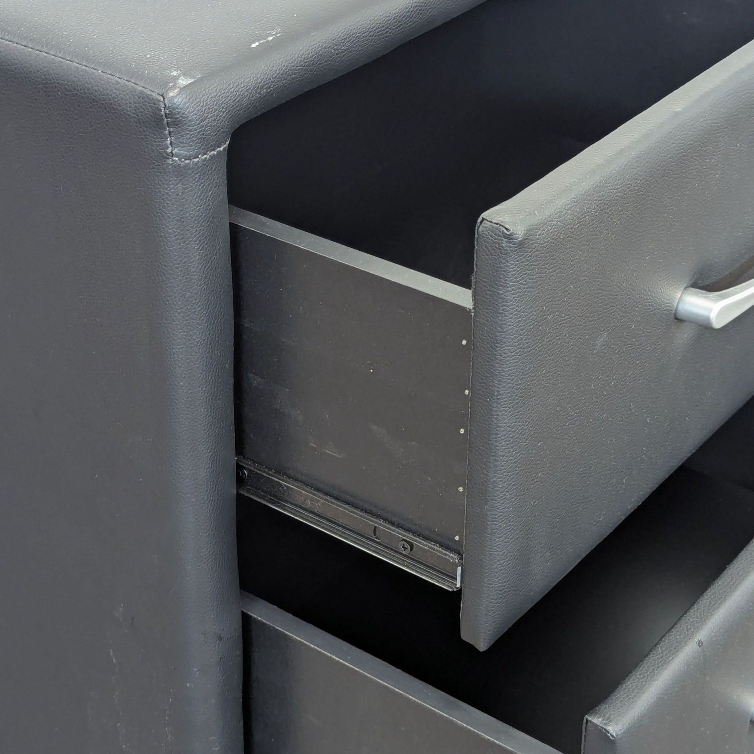 Zenon Two Drawer Nightstand in Faux Leather - image-5