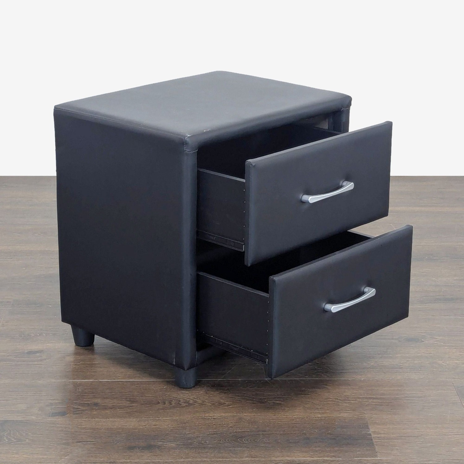 Zenon Two Drawer Nightstand in Faux Leather - image-4