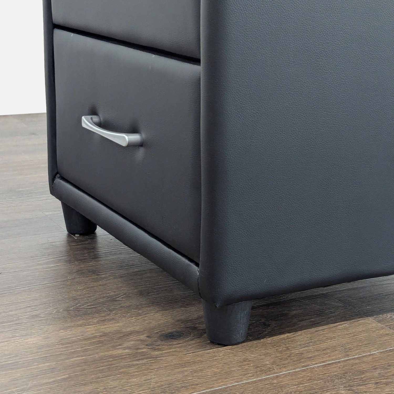 Zenon Two Drawer Nightstand in Faux Leather - image-9
