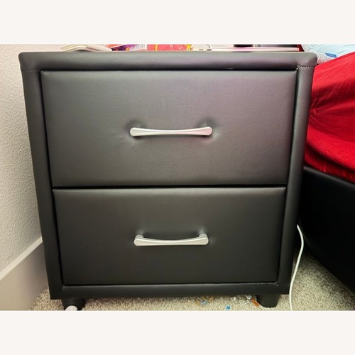 Used Zenon Two Drawer Nightstand in Faux Leather for sale on AptDeco