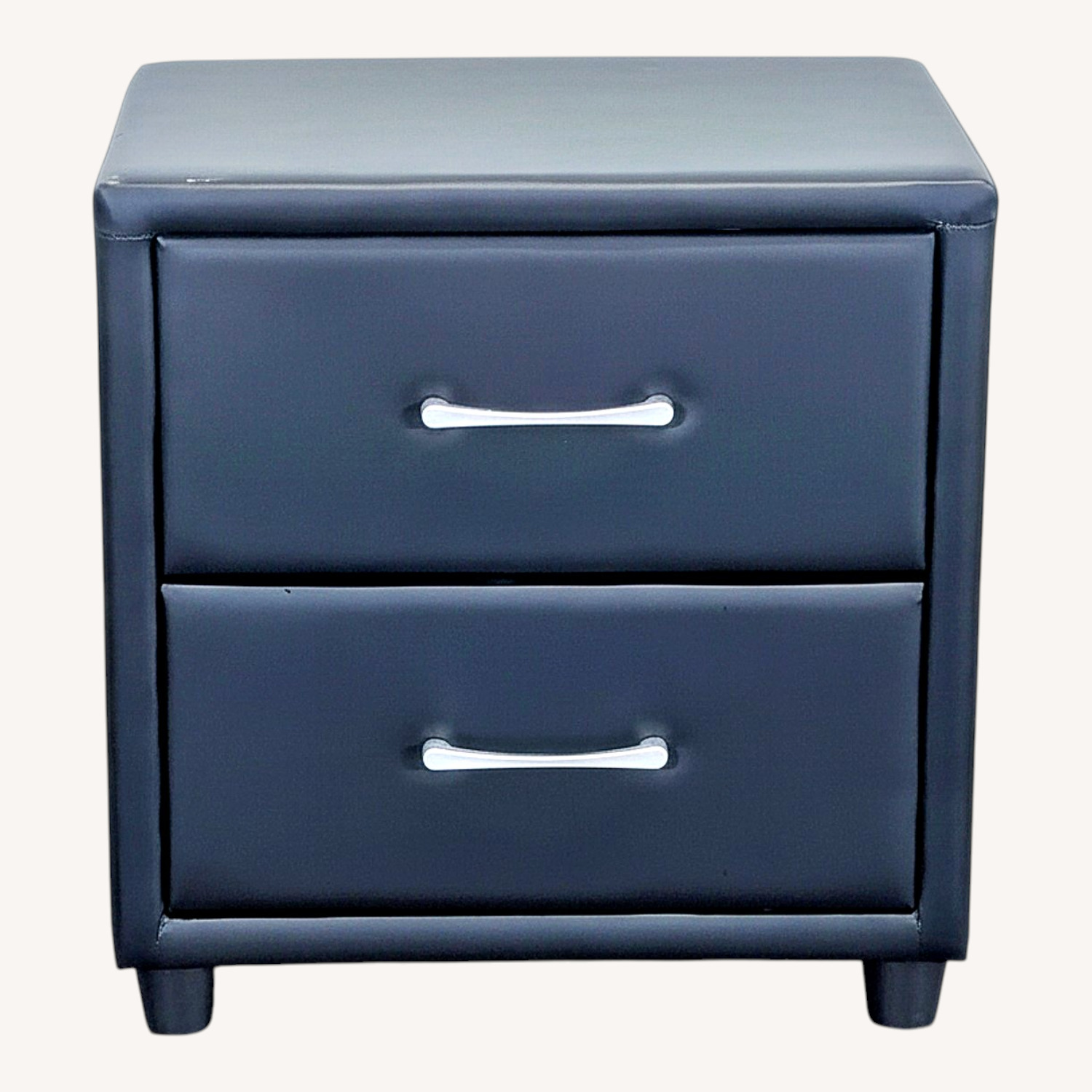 Zenon Two Drawer Nightstand in Faux Leather - image-0