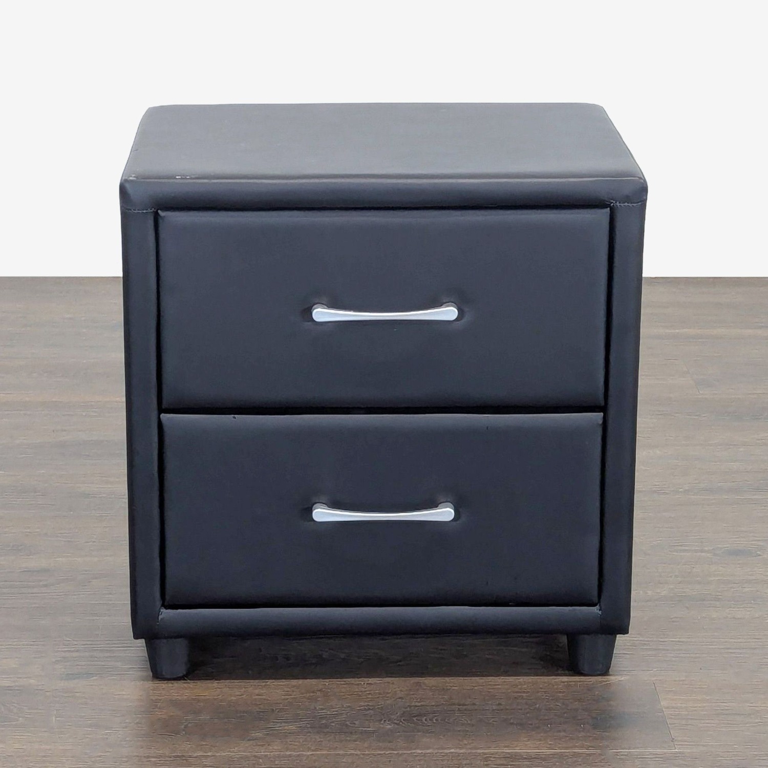 Zenon Two Drawer Nightstand in Faux Leather - image-2