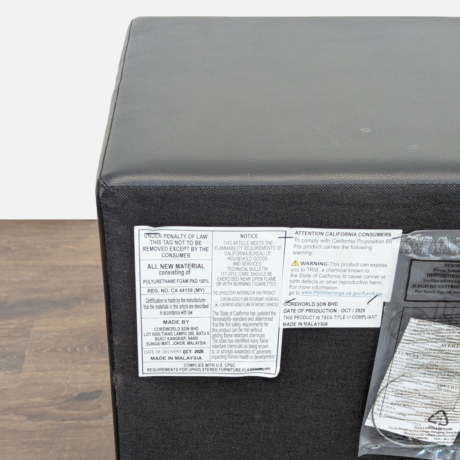 Zenon Two Drawer Nightstand in Faux Leather - image-7