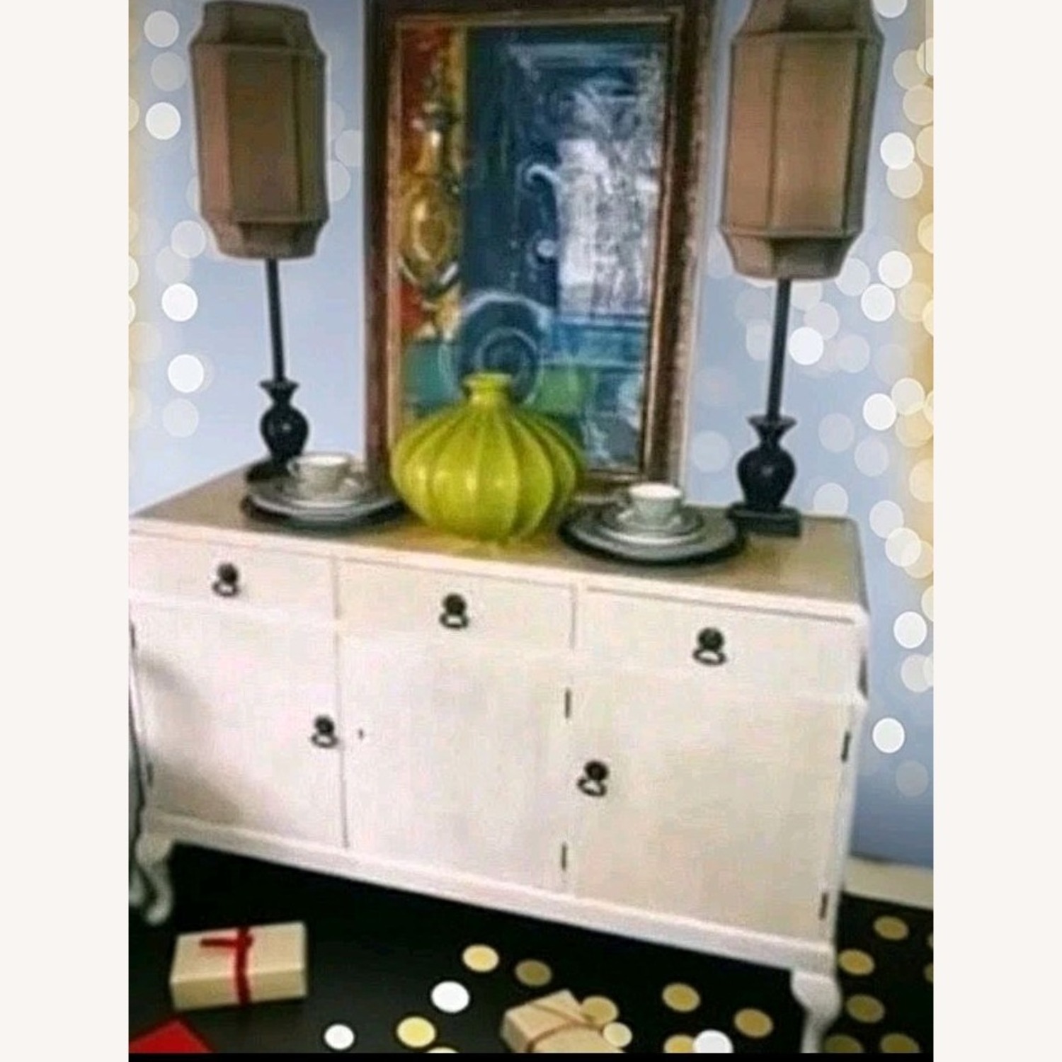Vintage/Antique White Wood Sideboard - image-1