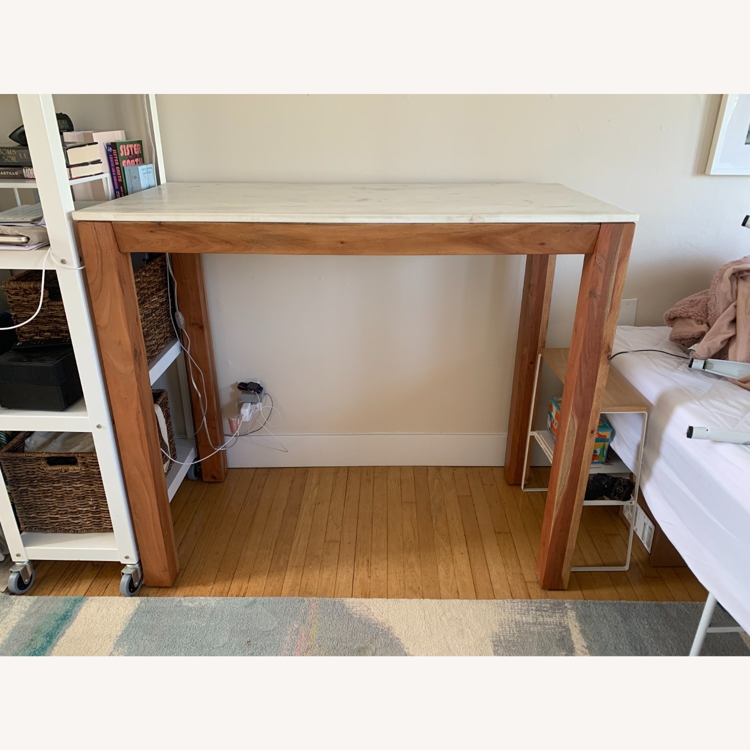 CB2 Palate Marble Bar Height Dining Table - image-2