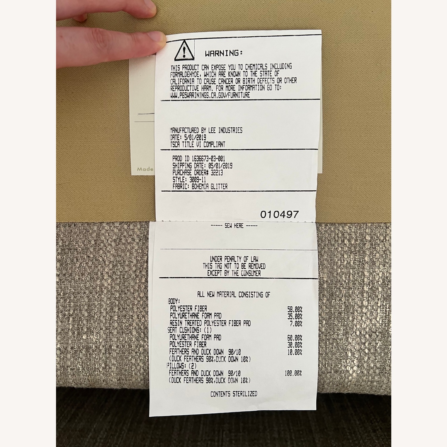 Lee Industries Light Gray 3+ Seater Sofa - image-3