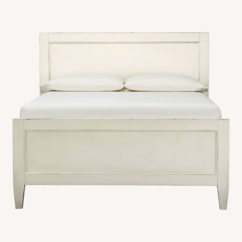 Used Crate & Barrel Harbor White Wood Queen Bed for sale on AptDeco