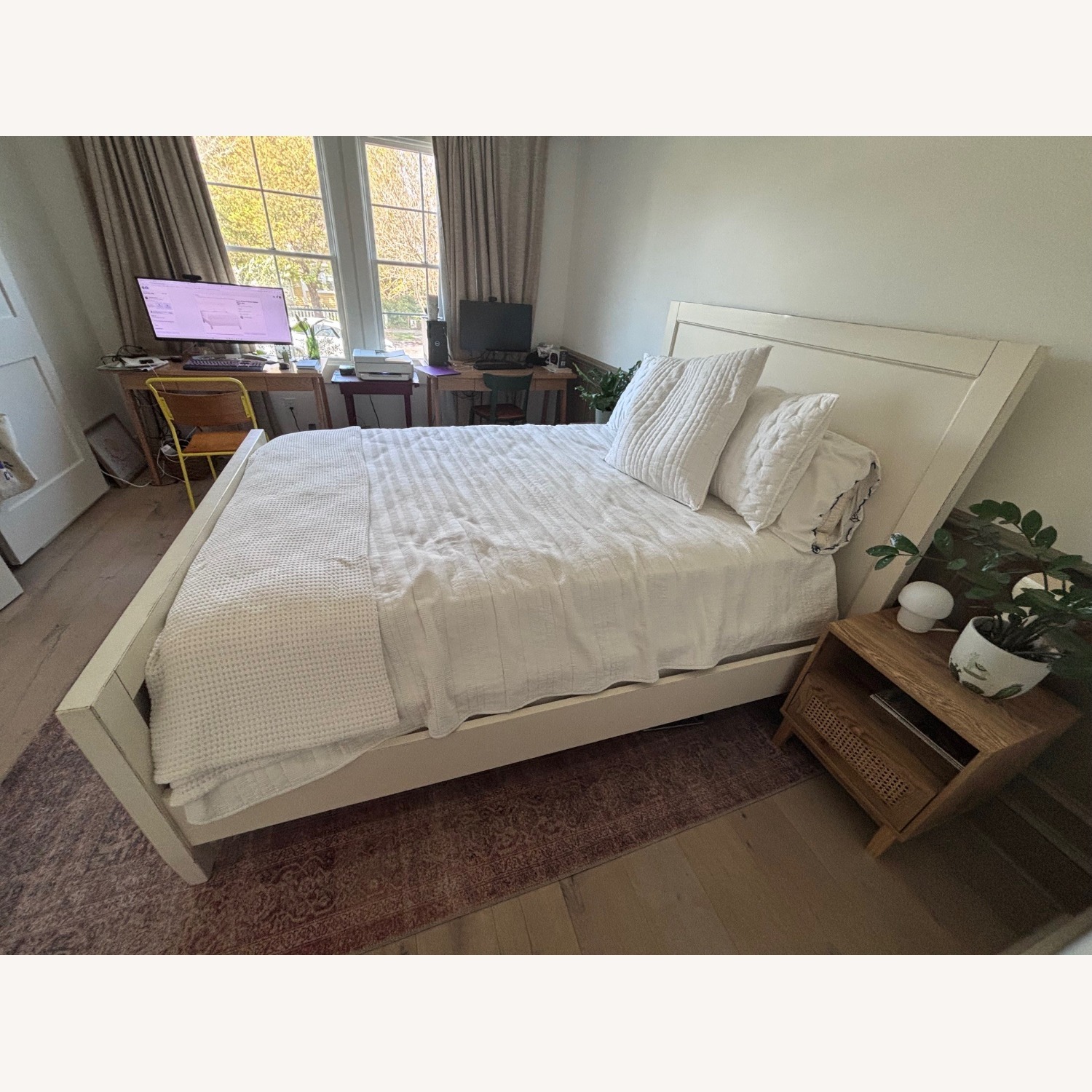 Crate & Barrel Harbor White Wood Queen Bed - image-2