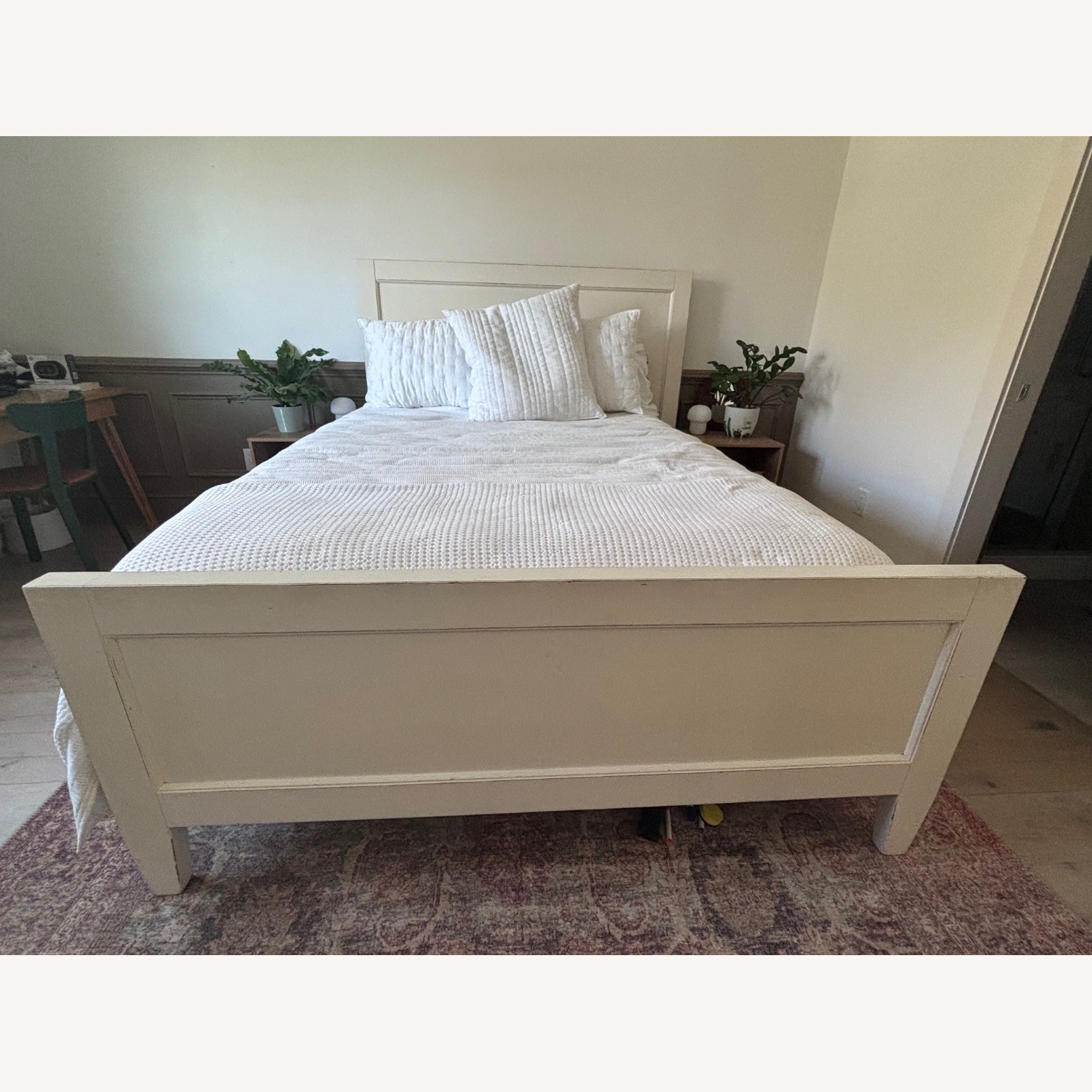 Crate & Barrel Harbor White Wood Queen Bed - image-1