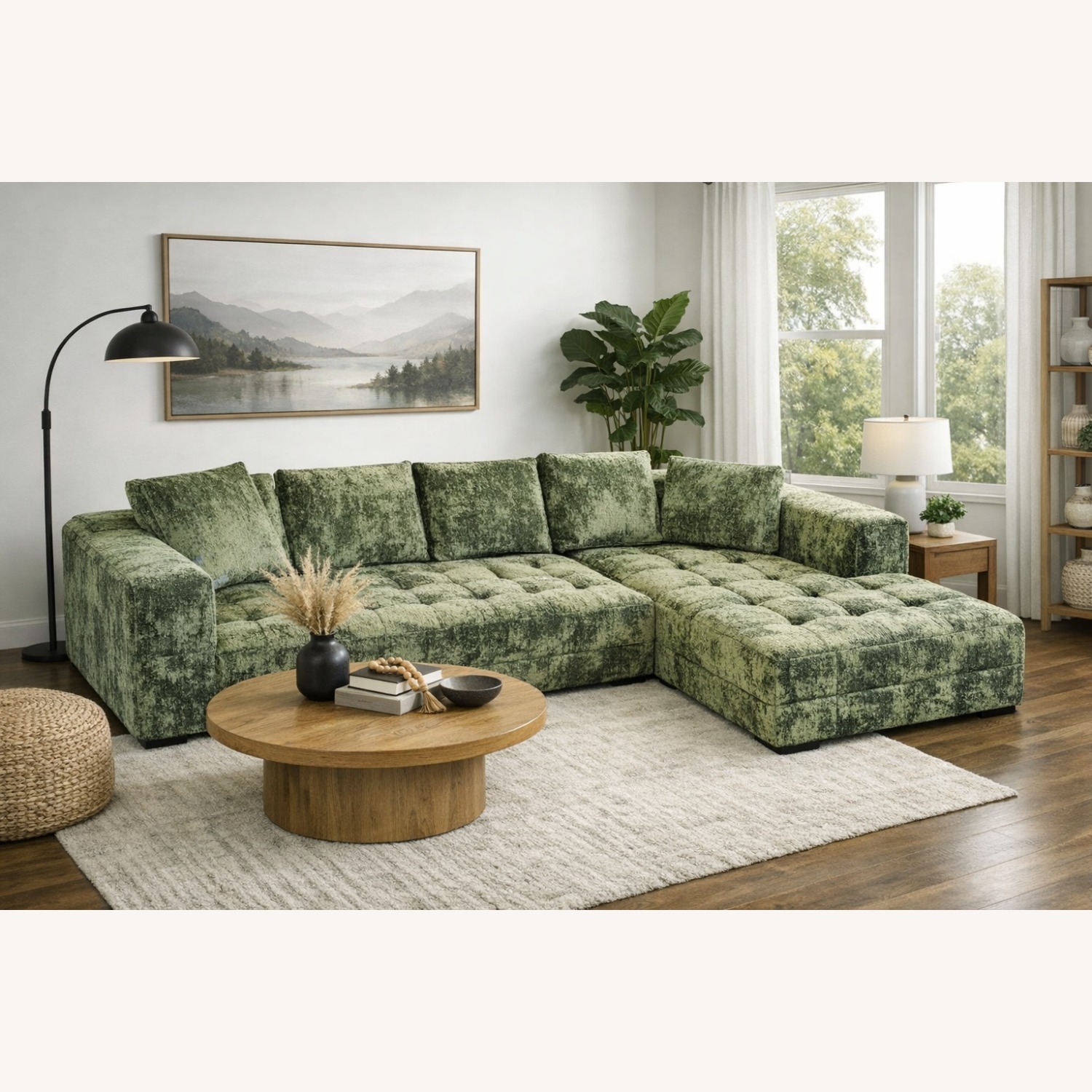 Boneless Green Autumn Field Sectional Sofa - image-2
