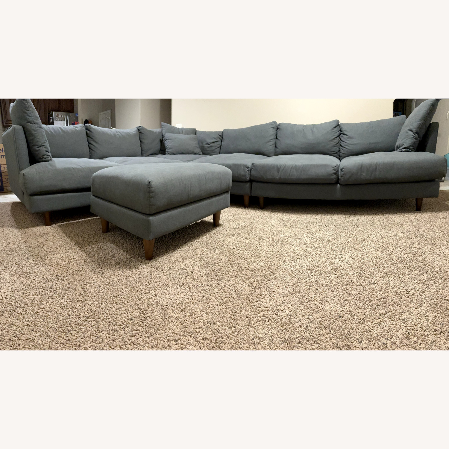 Living Spaces Adeline II Gray Sectional W Ottoman - image-1