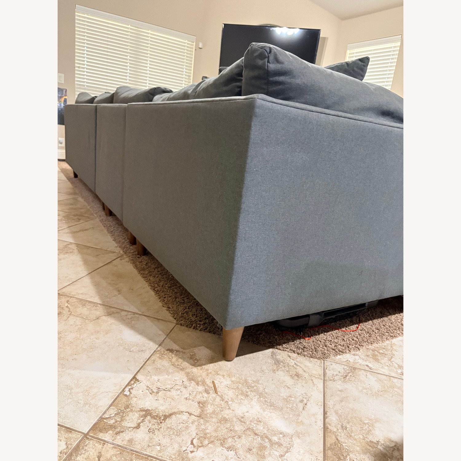 Living Spaces Adeline II Gray Sectional W Ottoman - image-2