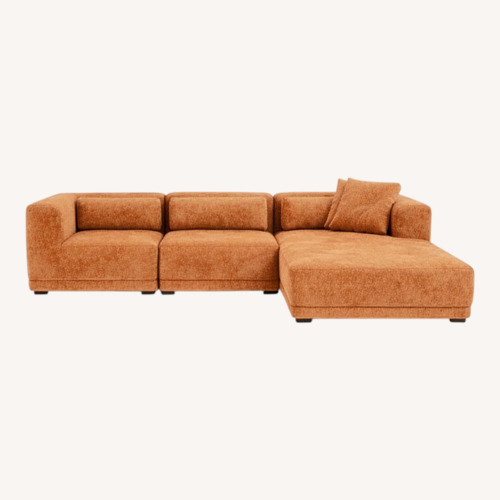 Used Boneless Orange Fabric 2 Piece Sectional for sale on AptDeco