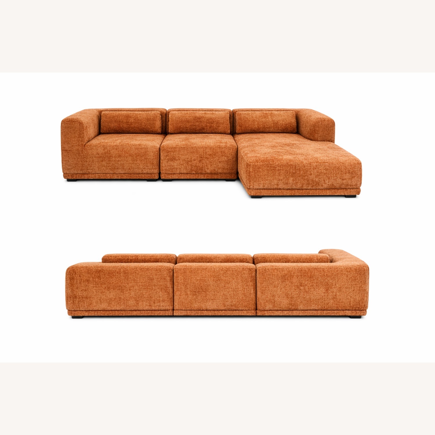 Boneless Orange Fabric 2 Piece Sectional - image-2