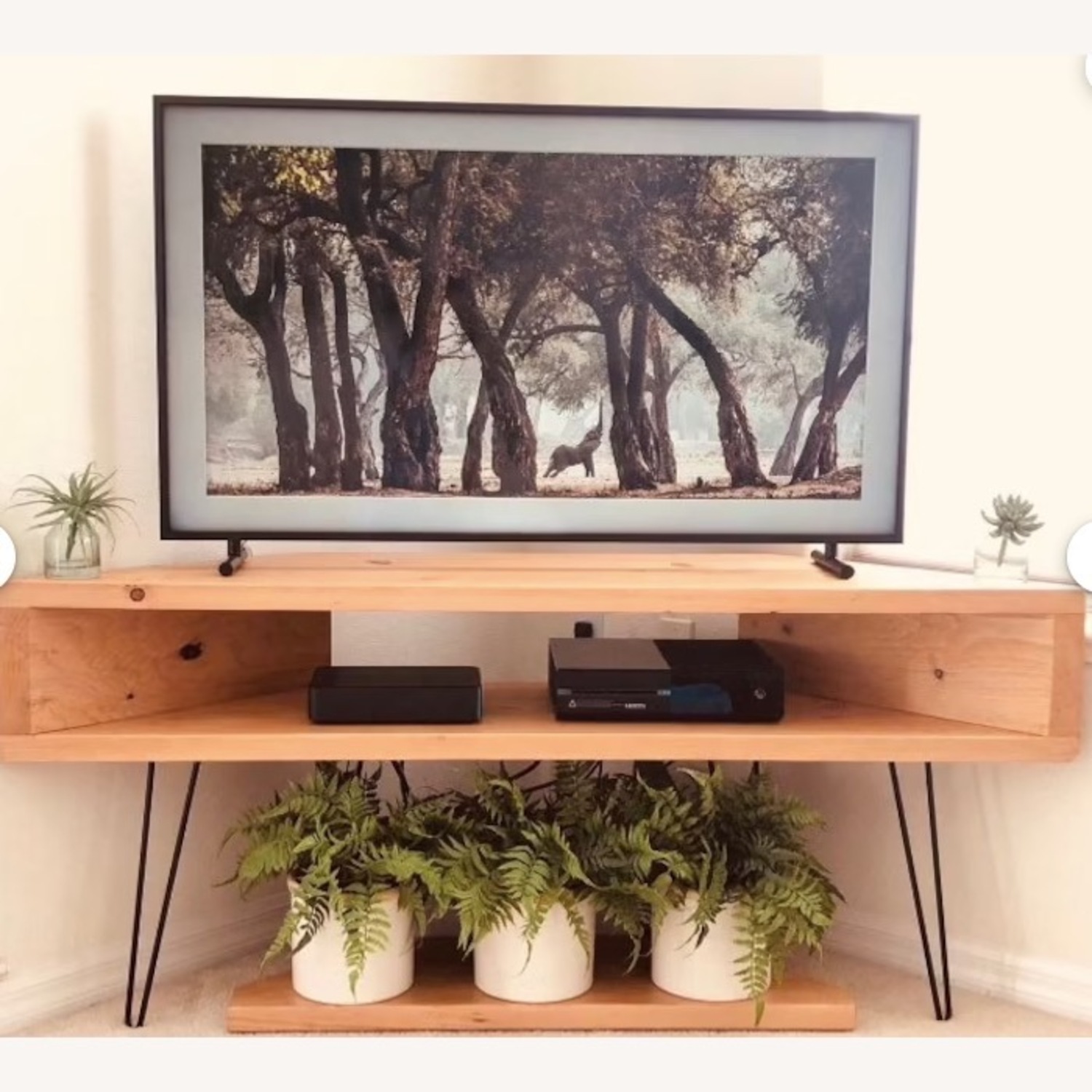 Corner TV Console With Hairpin Legs - image-2