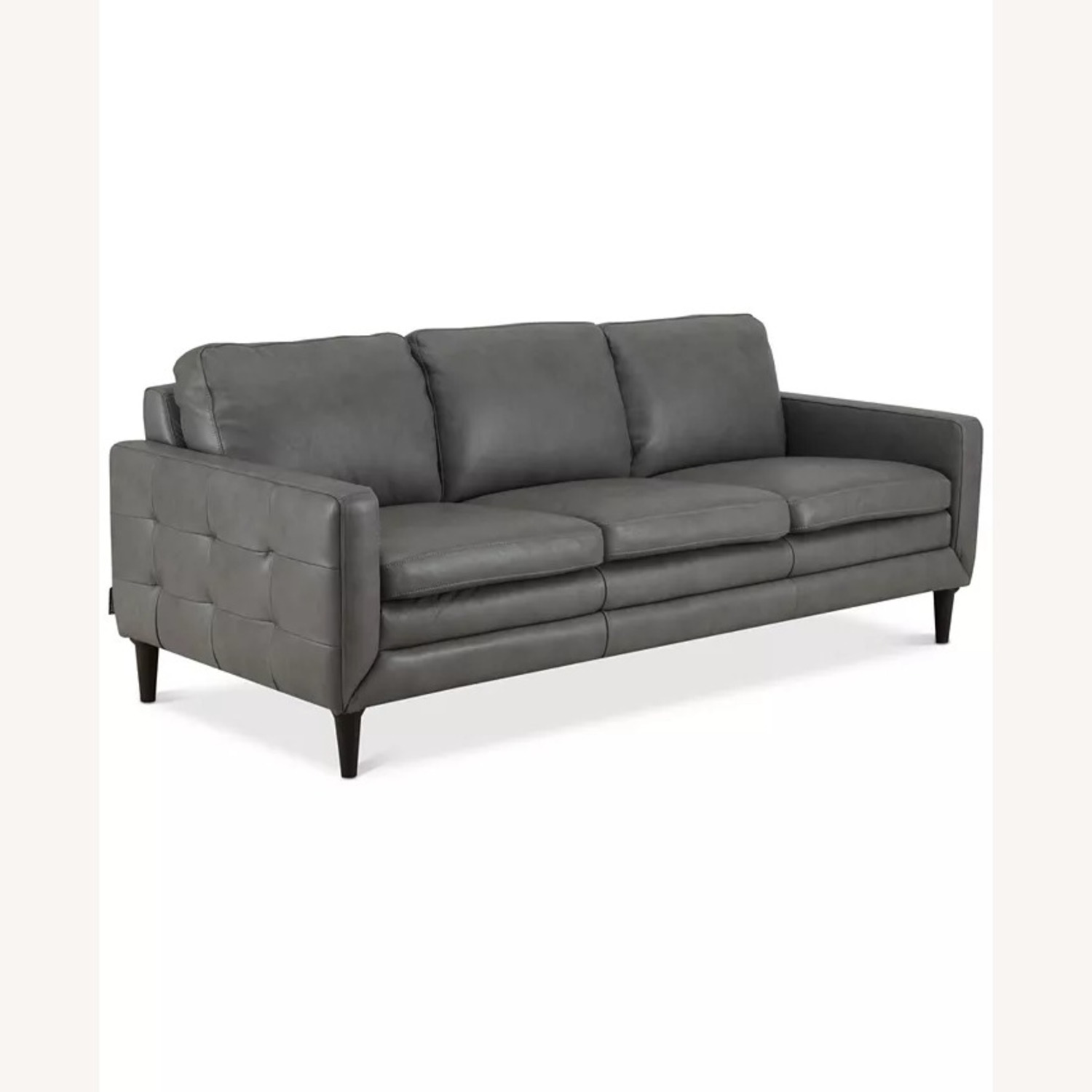 Macy's Locasta Gray Leather 3+ Seater Sofa - image-1