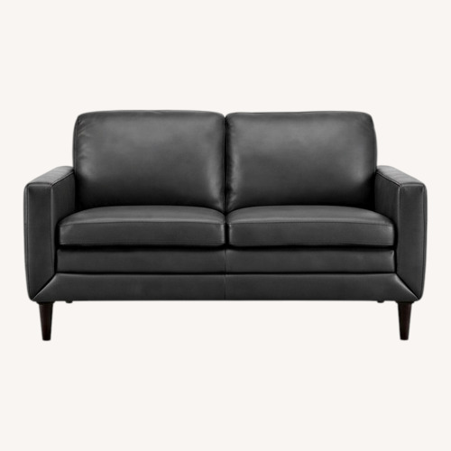 Used Macy's Locasta Dark Gray Leather 2 Seater Sofa for sale on AptDeco