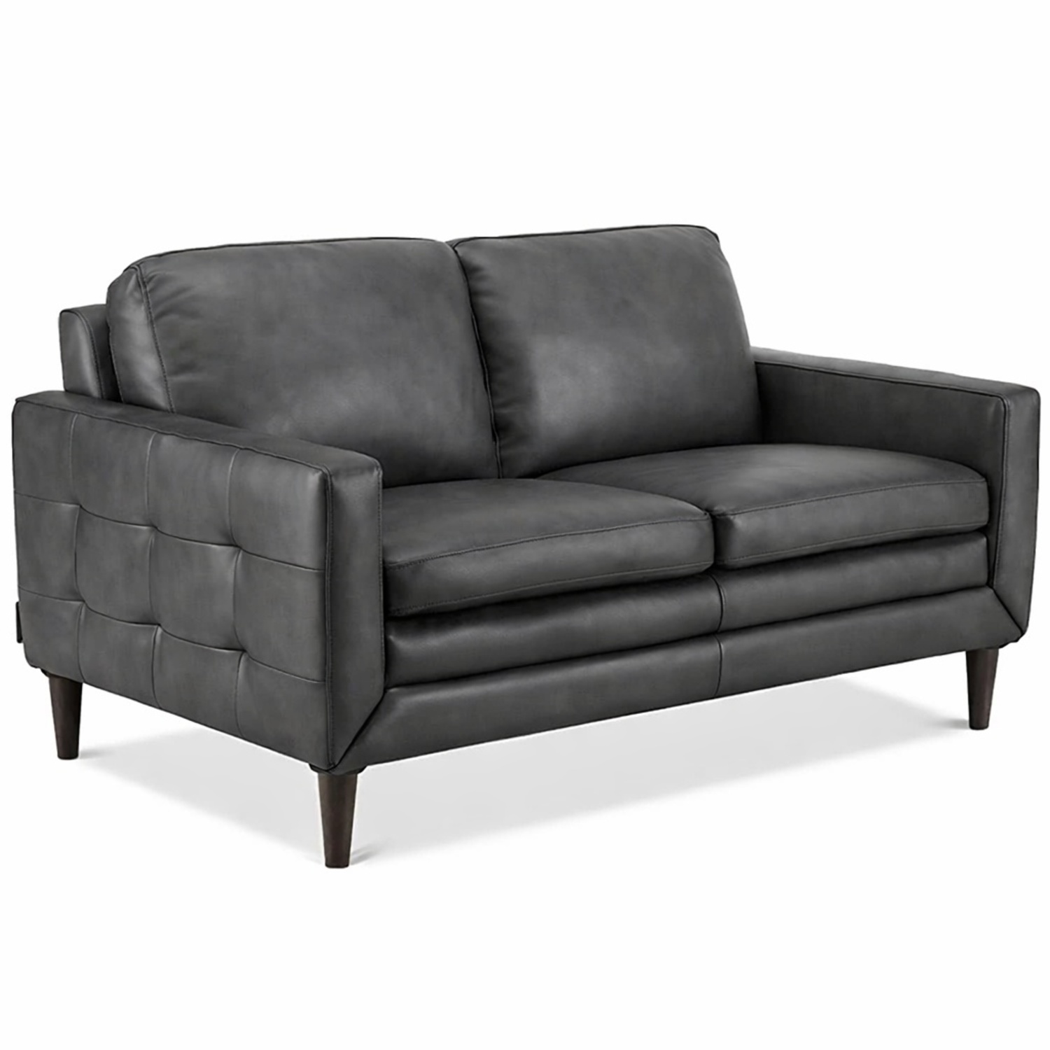 Macy's Locasta Dark Gray Leather 2 Seater Sofa - image-6