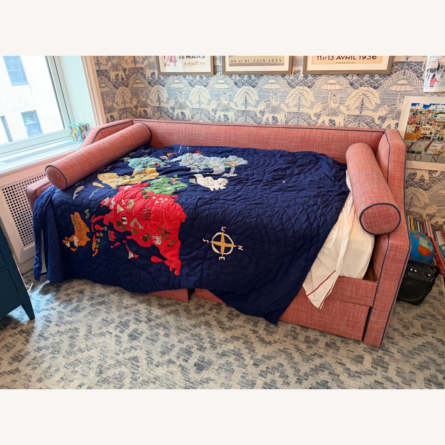Custom Fabric Twin Daybed Red Fabric Daybed - image-3