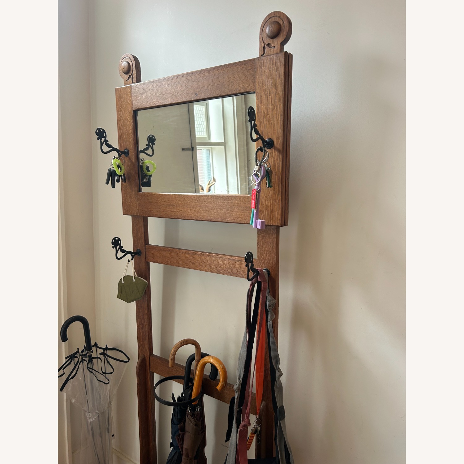 Natural Wood Coat Rack - image-2