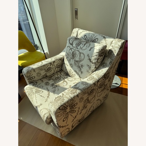 Used White Armchair + Ottoman for sale on AptDeco