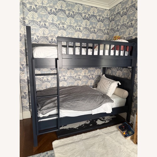 Used Pottery Barn Kids Camp Blue Wood Bunk Bed for sale on AptDeco