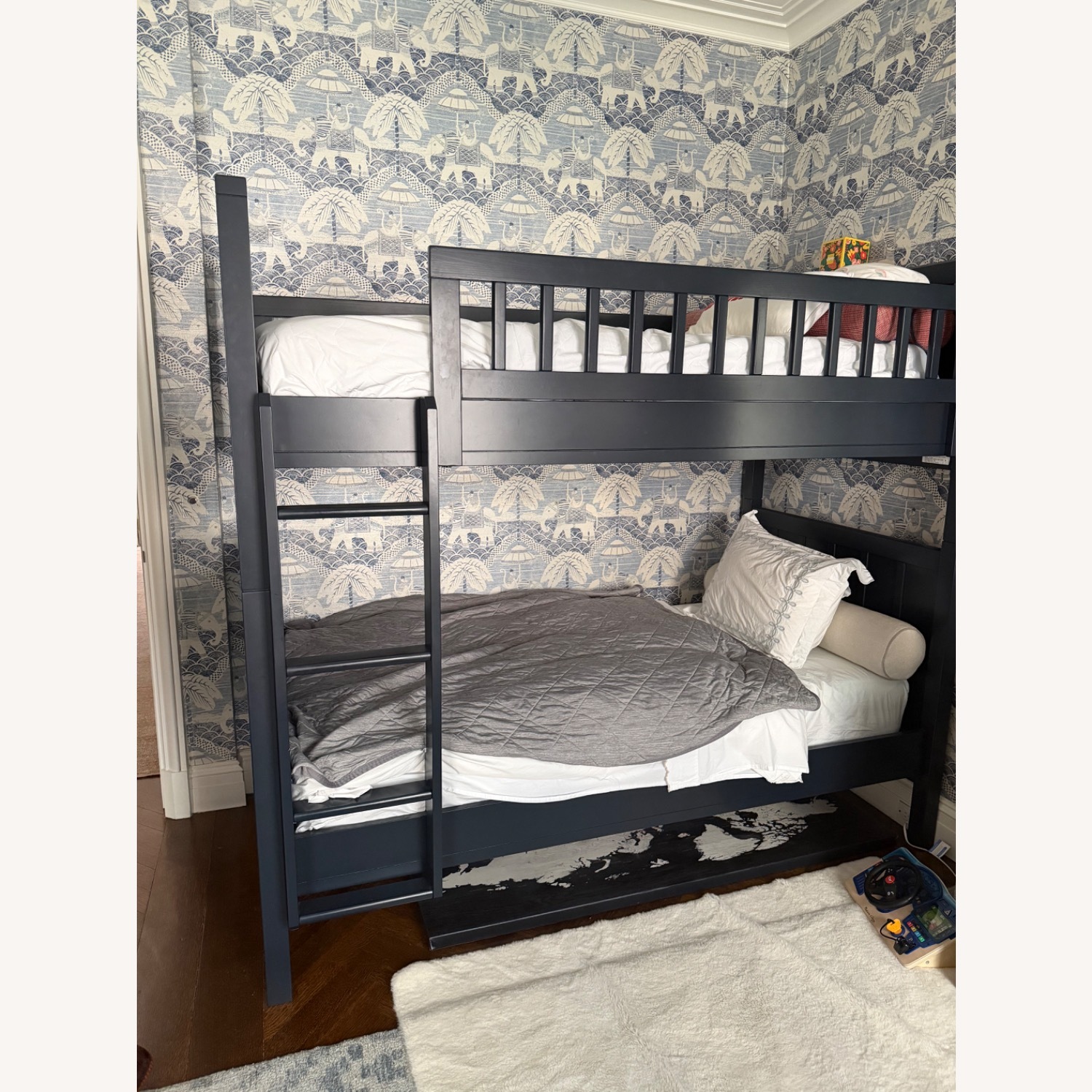 Pottery Barn Kids Camp Blue Wood Bunk Bed - image-4