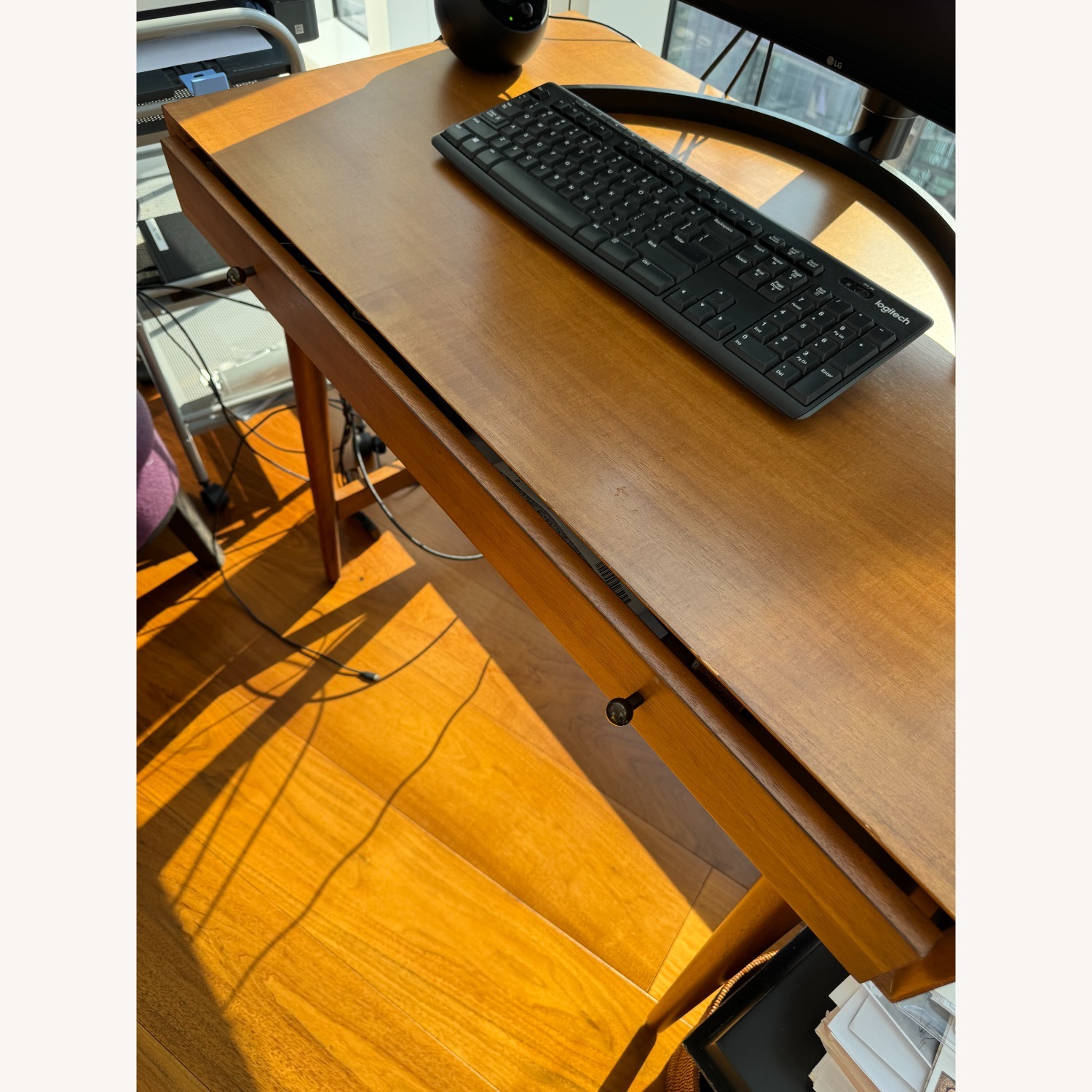 Dark Brown Wood Desk - image-3