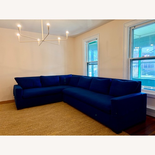 Used Custom Yves Blue Wool Sofa for sale on AptDeco