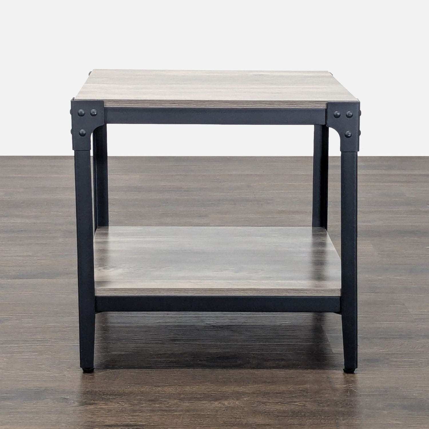 Walker Edison Barnwood Angle Iron Rustic Wood Table - image-2