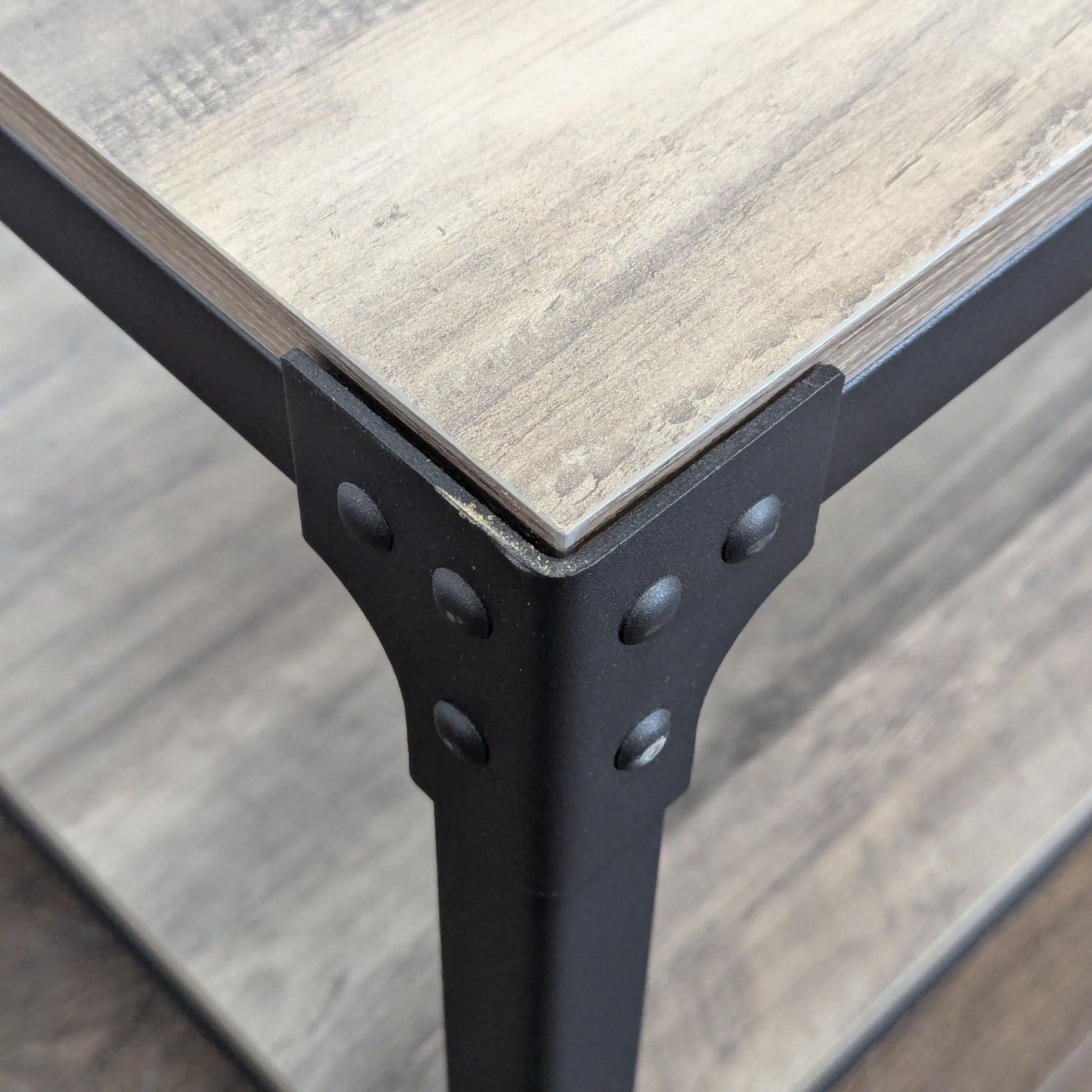 Walker Edison Barnwood Angle Iron Rustic Wood Table - image-5