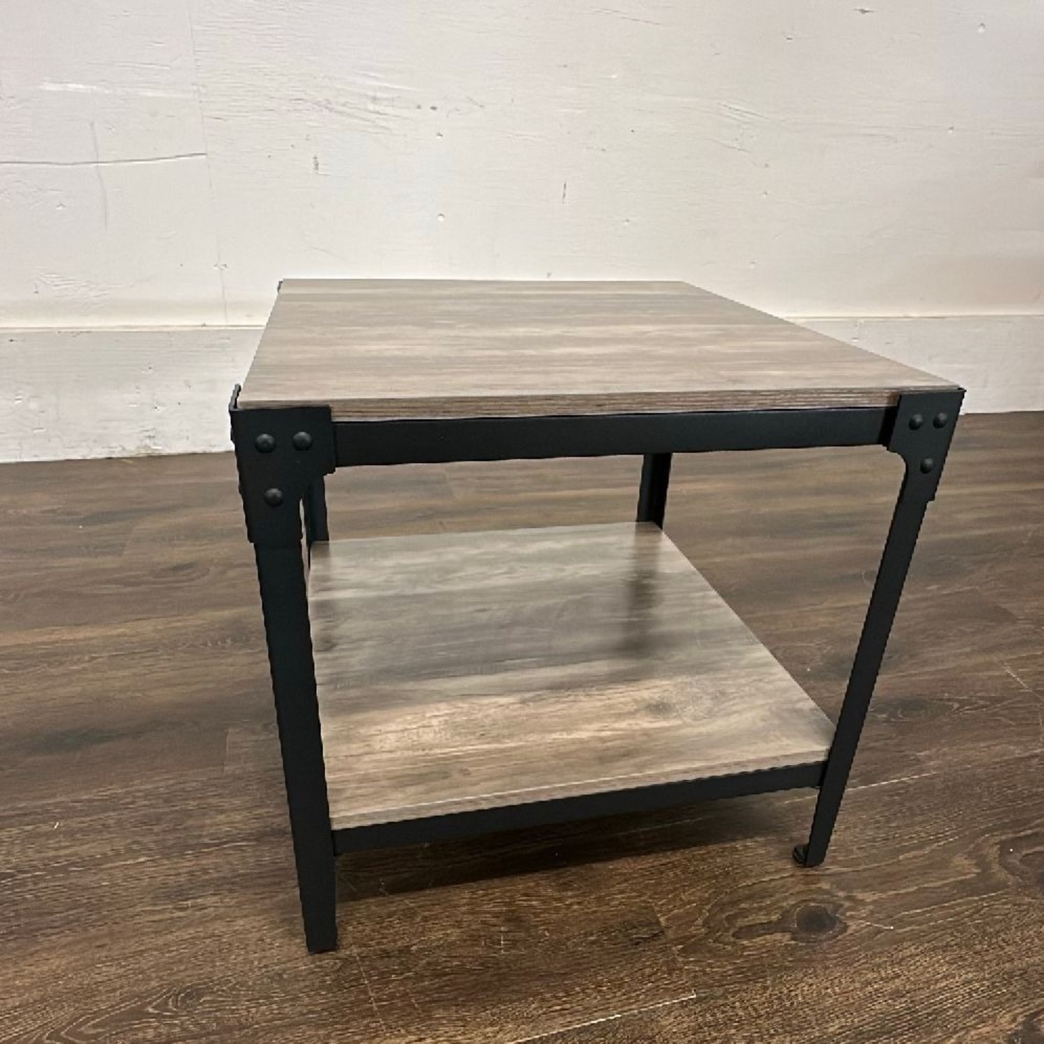 Walker Edison Barnwood Angle Iron Rustic Wood Table - image-10