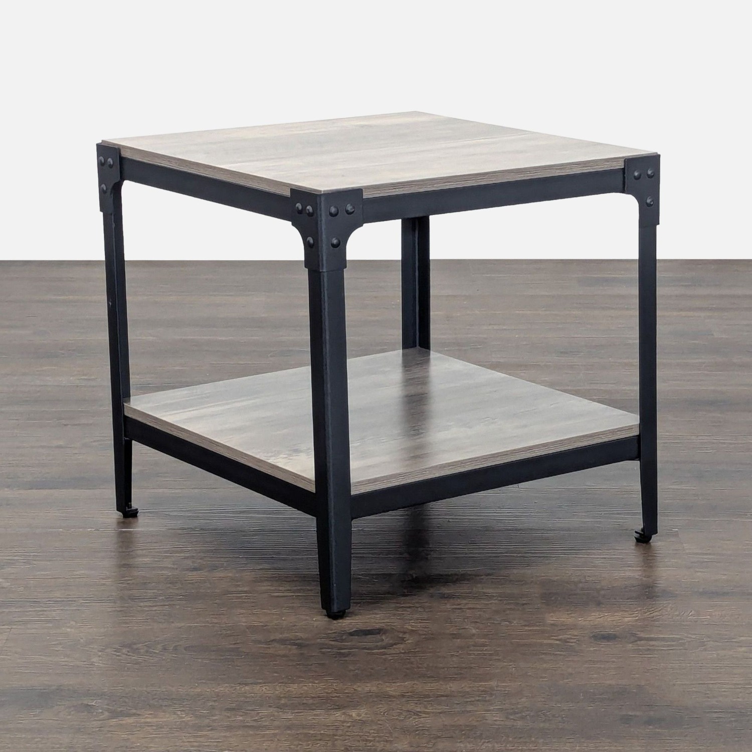 Walker Edison Barnwood Angle Iron Rustic Wood Table - image-3