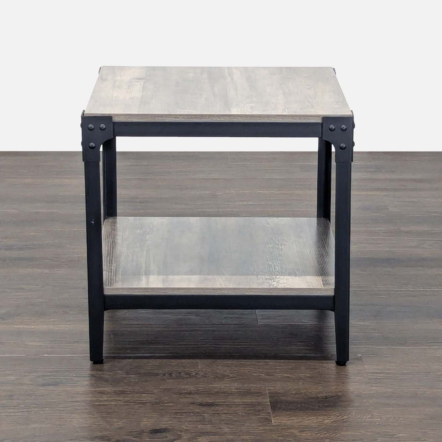 Walker Edison Barnwood Angle Iron Rustic Wood Table - image-4