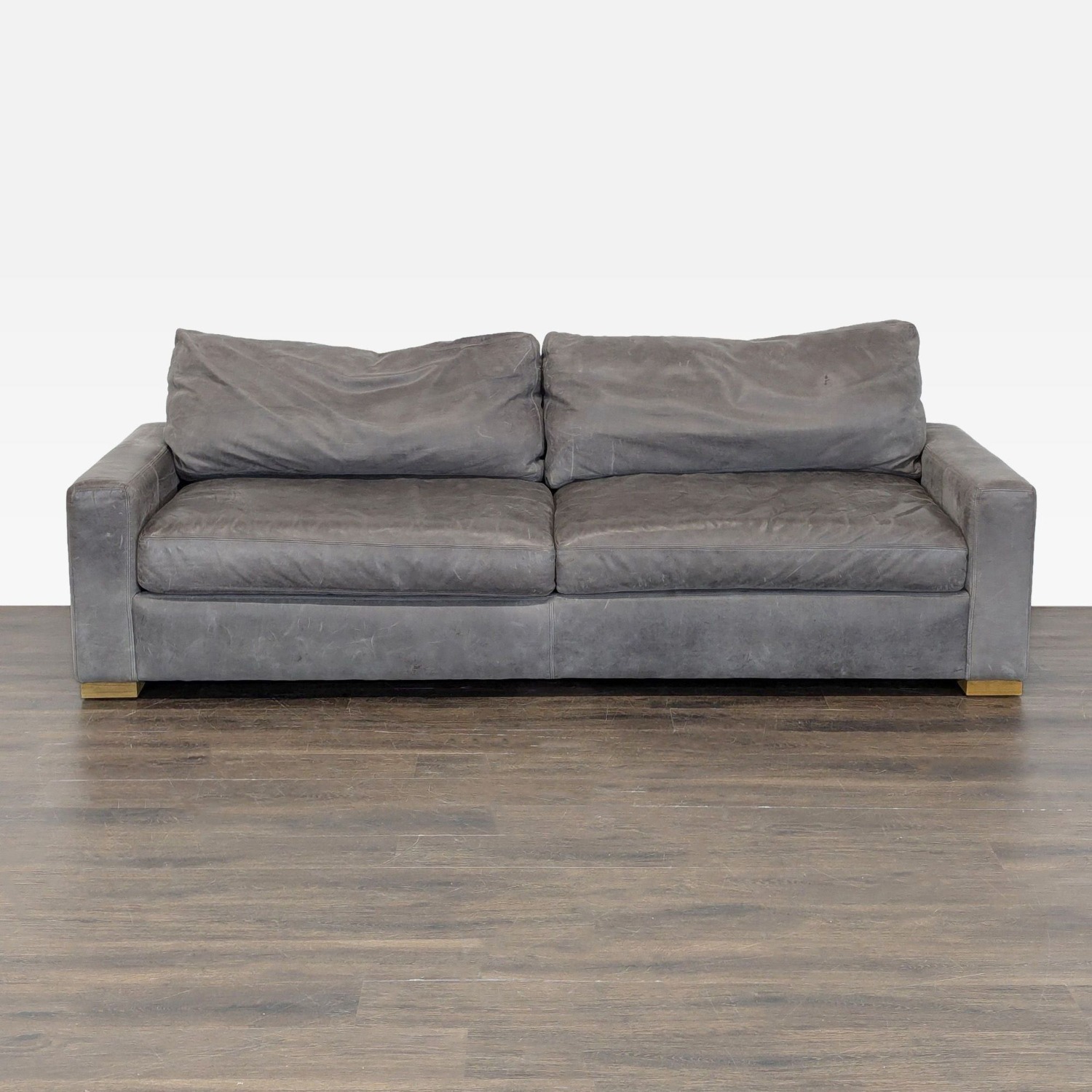 Restoration Hardware Maxwell 3-Seat Modern Leather Sofa - image-1