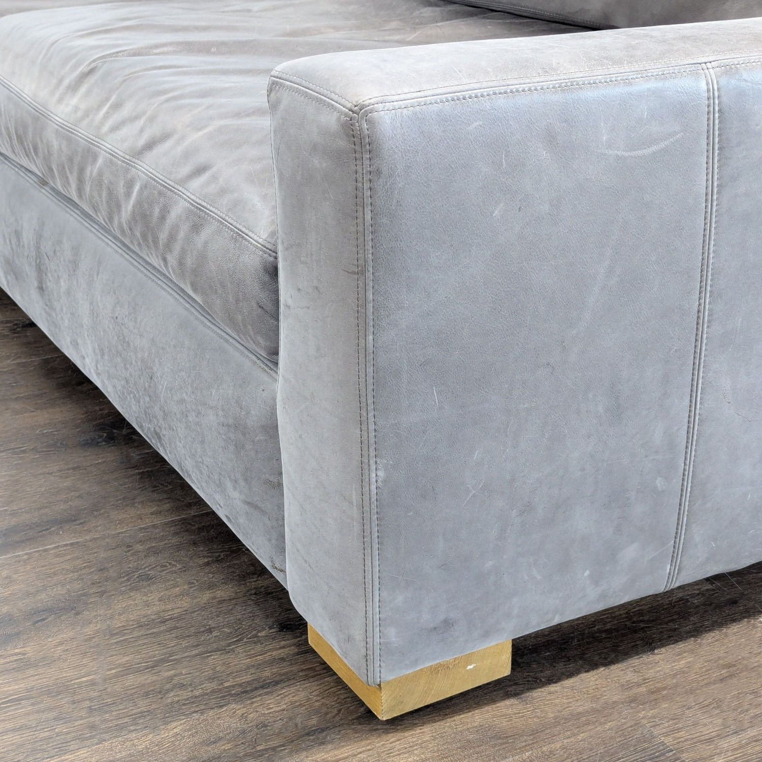 Restoration Hardware Maxwell 3-Seat Modern Leather Sofa - image-7