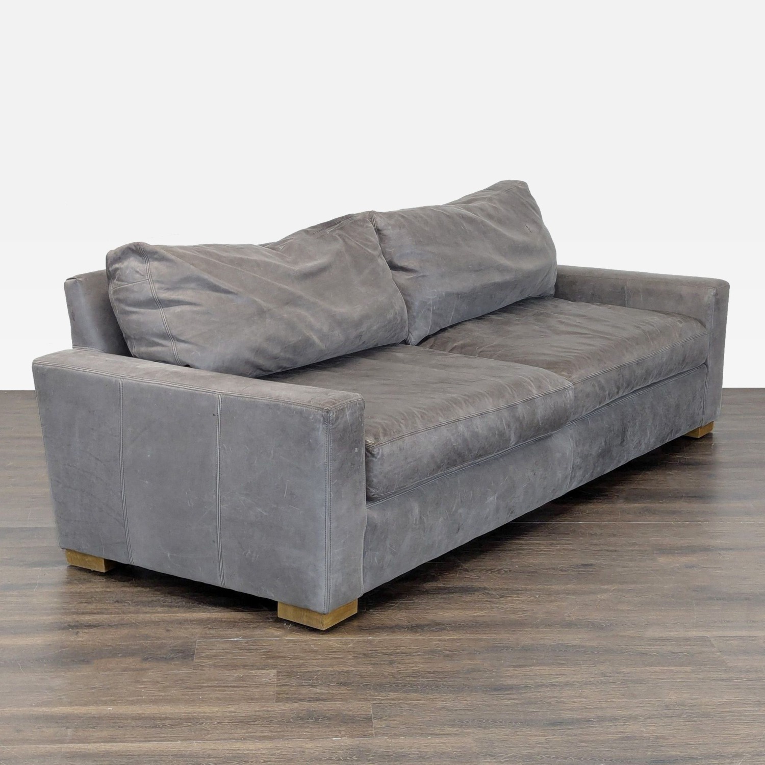 Restoration Hardware Maxwell 3-Seat Modern Leather Sofa - image-2